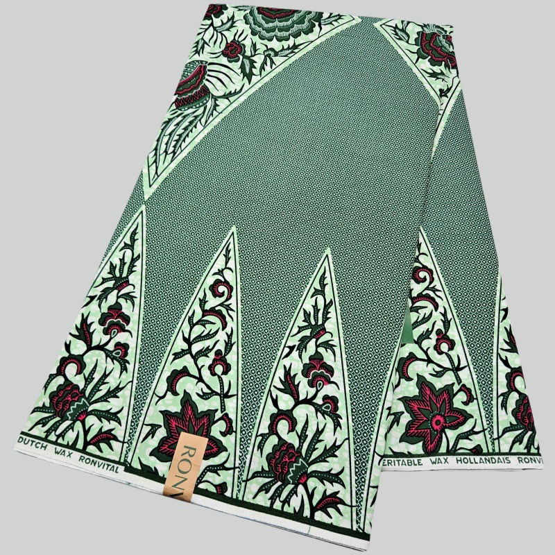 Sewing Batik - 6Yards Long Printed Gray Green Cotton