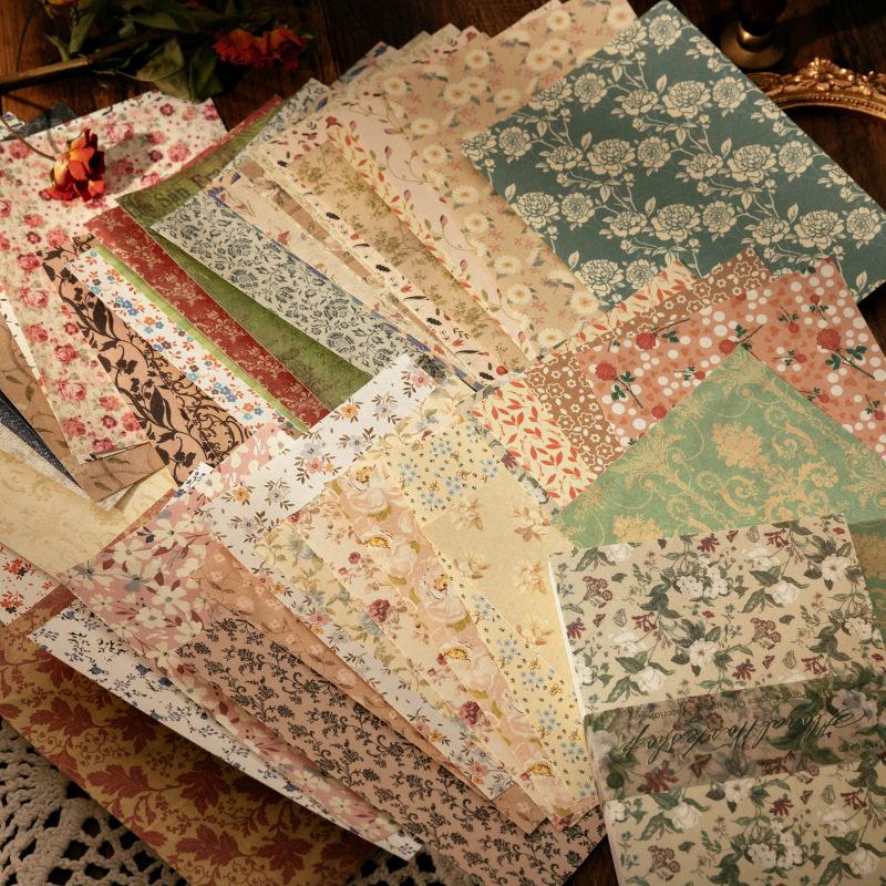 Pattern Tissue Paper - 100 Sheets Vintage INS Floral pattern