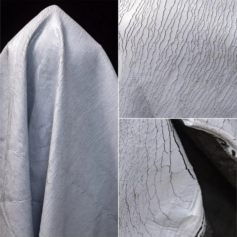 Grey Retro Cracked Leather Tex - Sewing Textile Art avis et prix