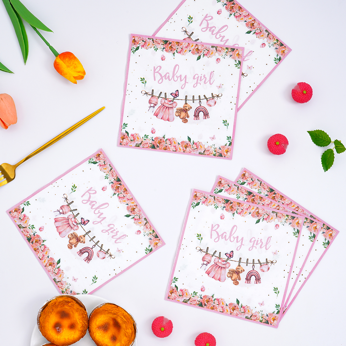 Pink Floral Baby Girl Disposab - Pattern Tissue Paper avis et prix