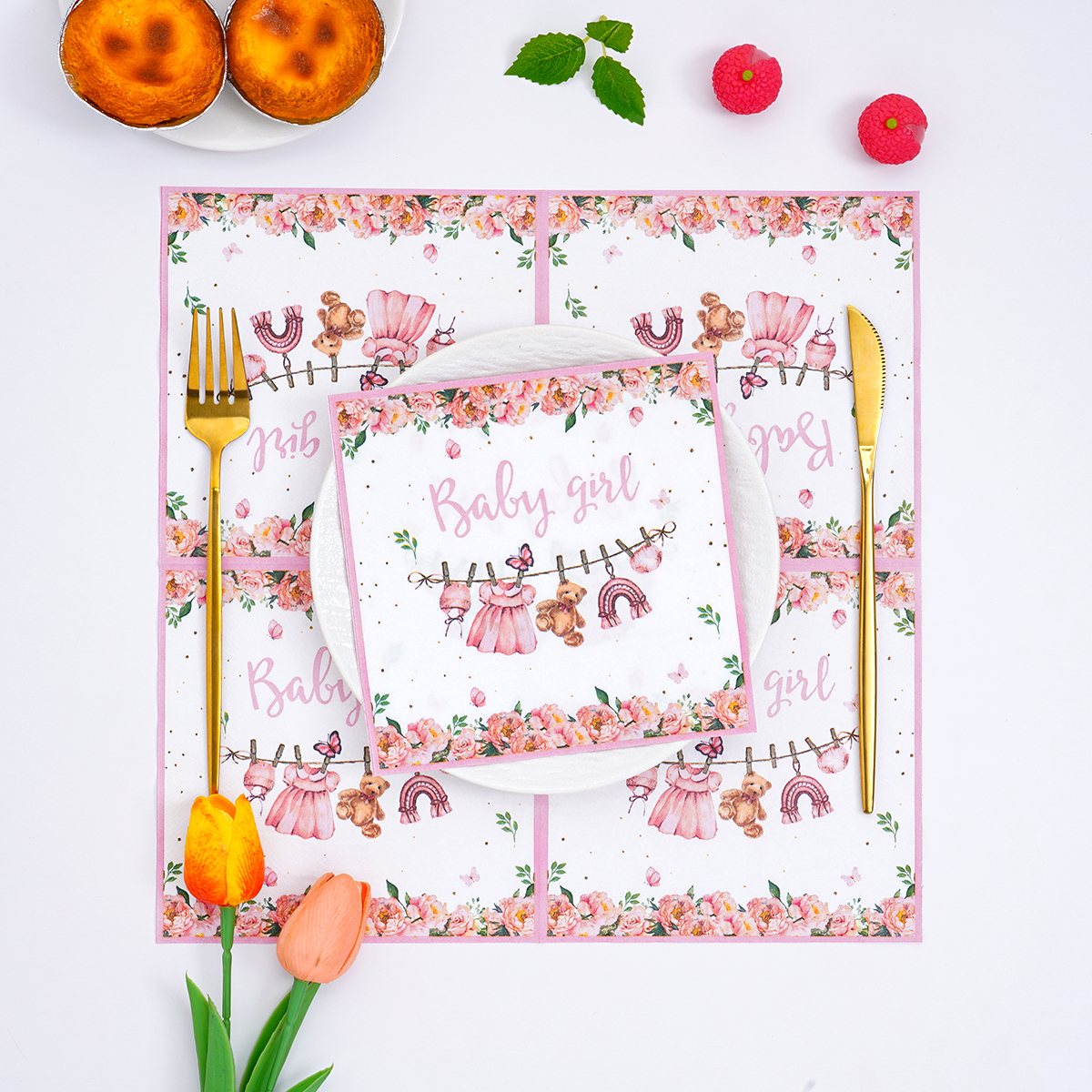 Pink Floral Baby Girl Disposab - Pattern Tissue Paper avis et prix