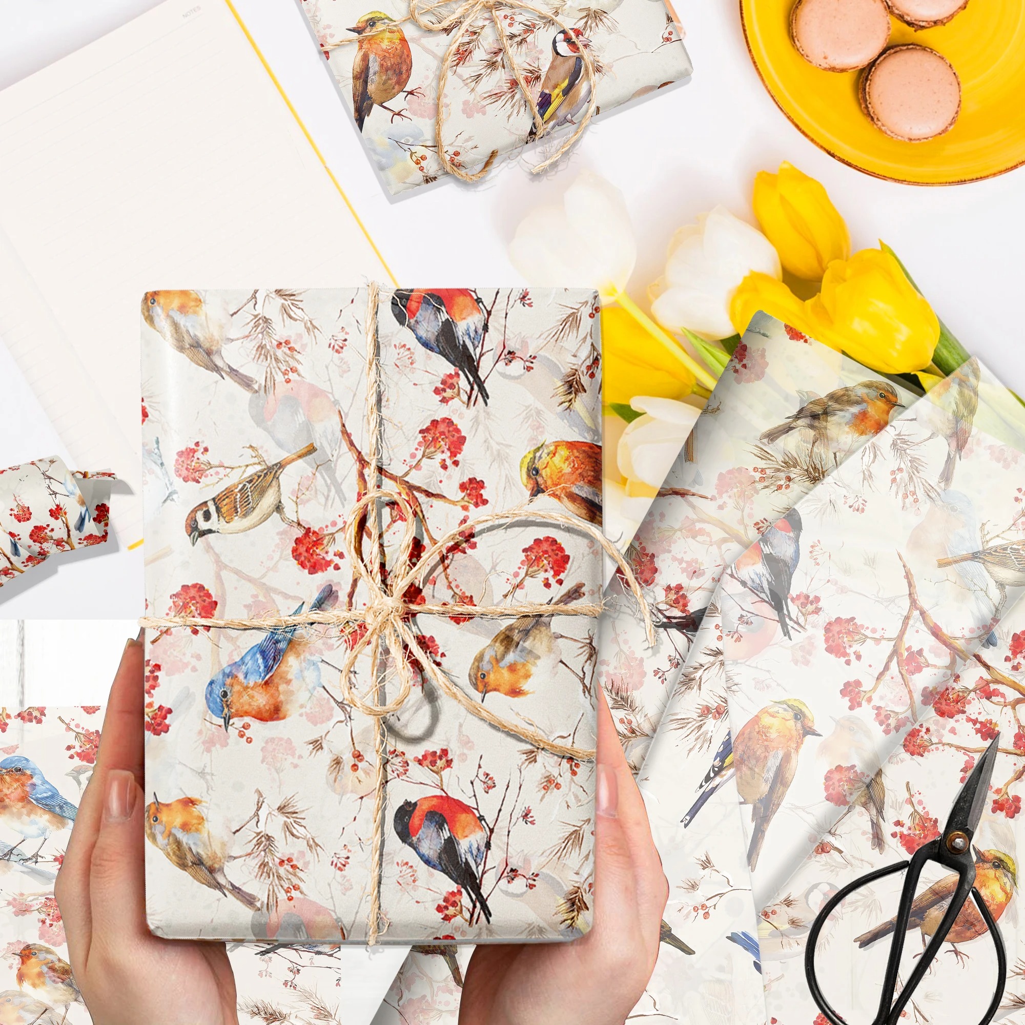 15/35pcs Flower Birds Printed  - Pattern Tissue Paper avis et prix