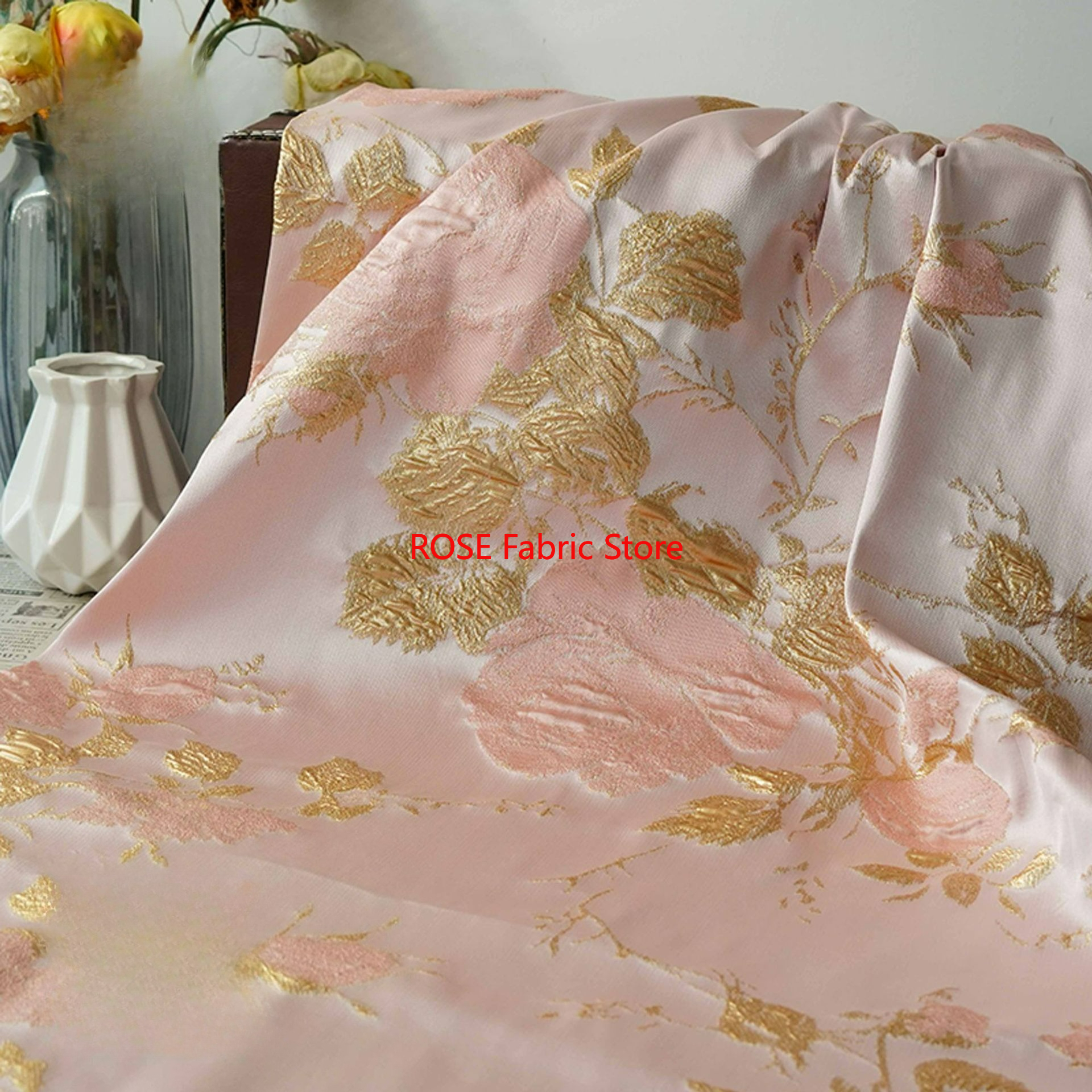 1 meter 3D Relief Gold Silk Fl - Sewing Vest avis et prix