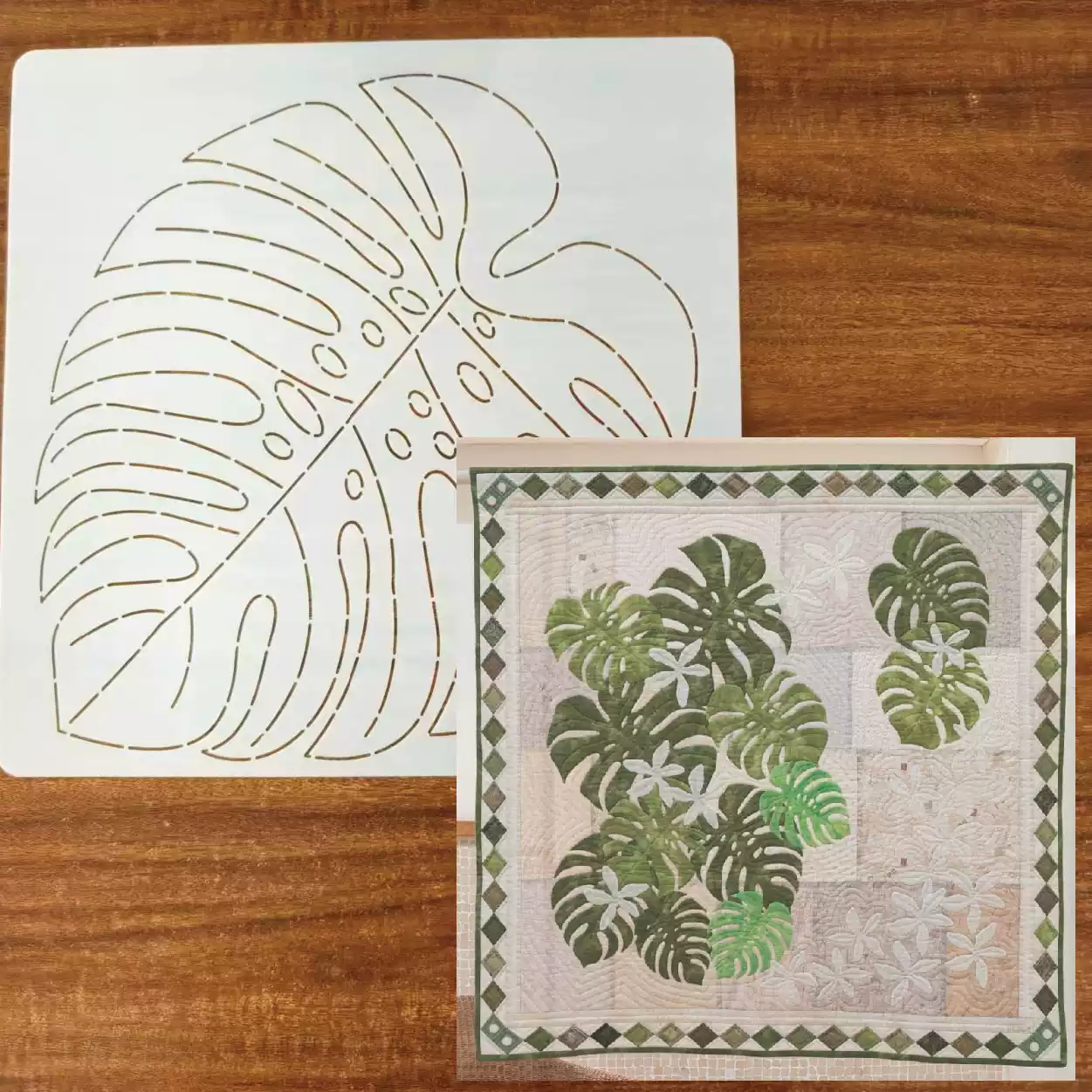leaf flower Sashiko Embroidery - Sewing Textile Art avis et prix