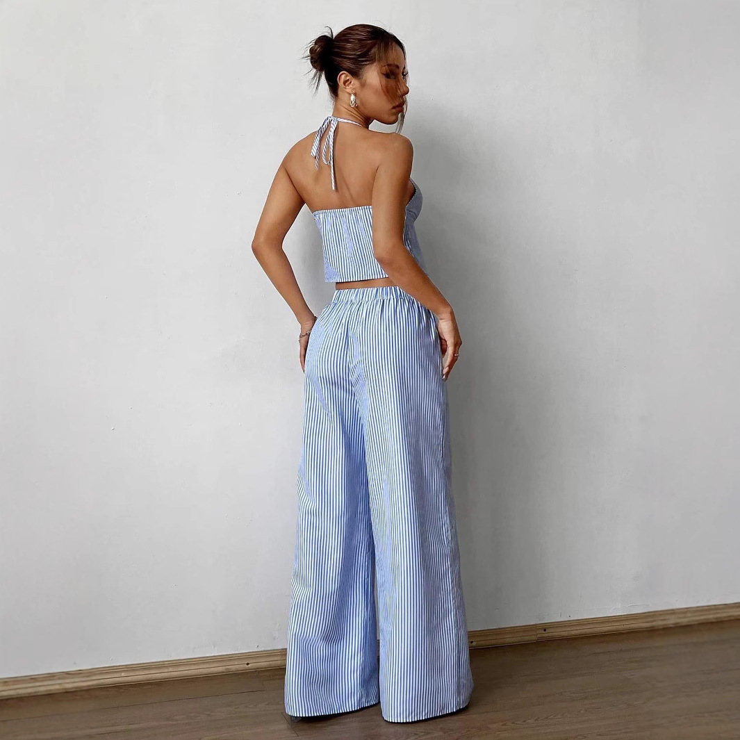 Striped Lace Up Camisole Colla - Sewing Vest avis et prix