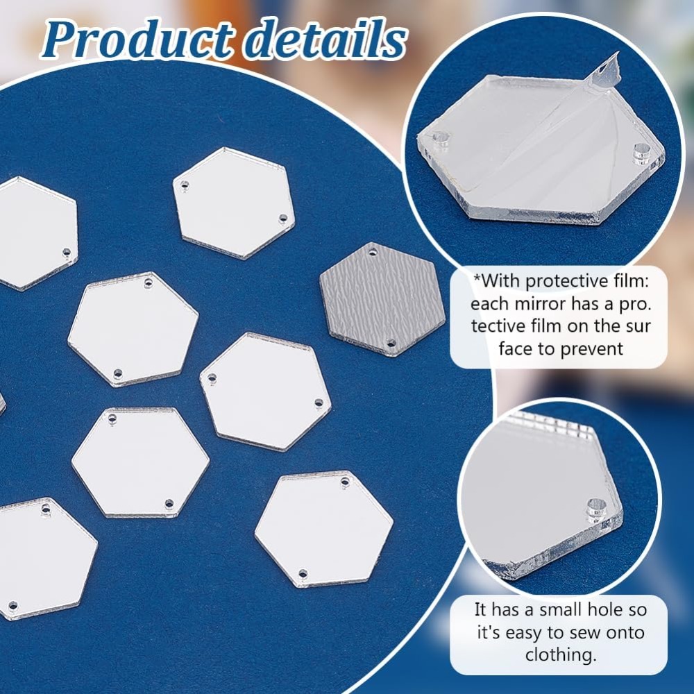 200pcs Hexagon Sew on Mirrors  - Sewing Kit avis et prix