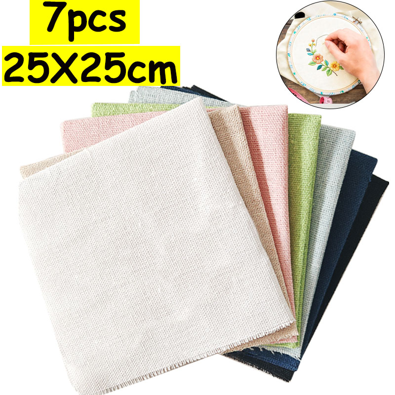 7-Piece Set of 25* 25cm Linen  - Sewing Textile Art avis et prix