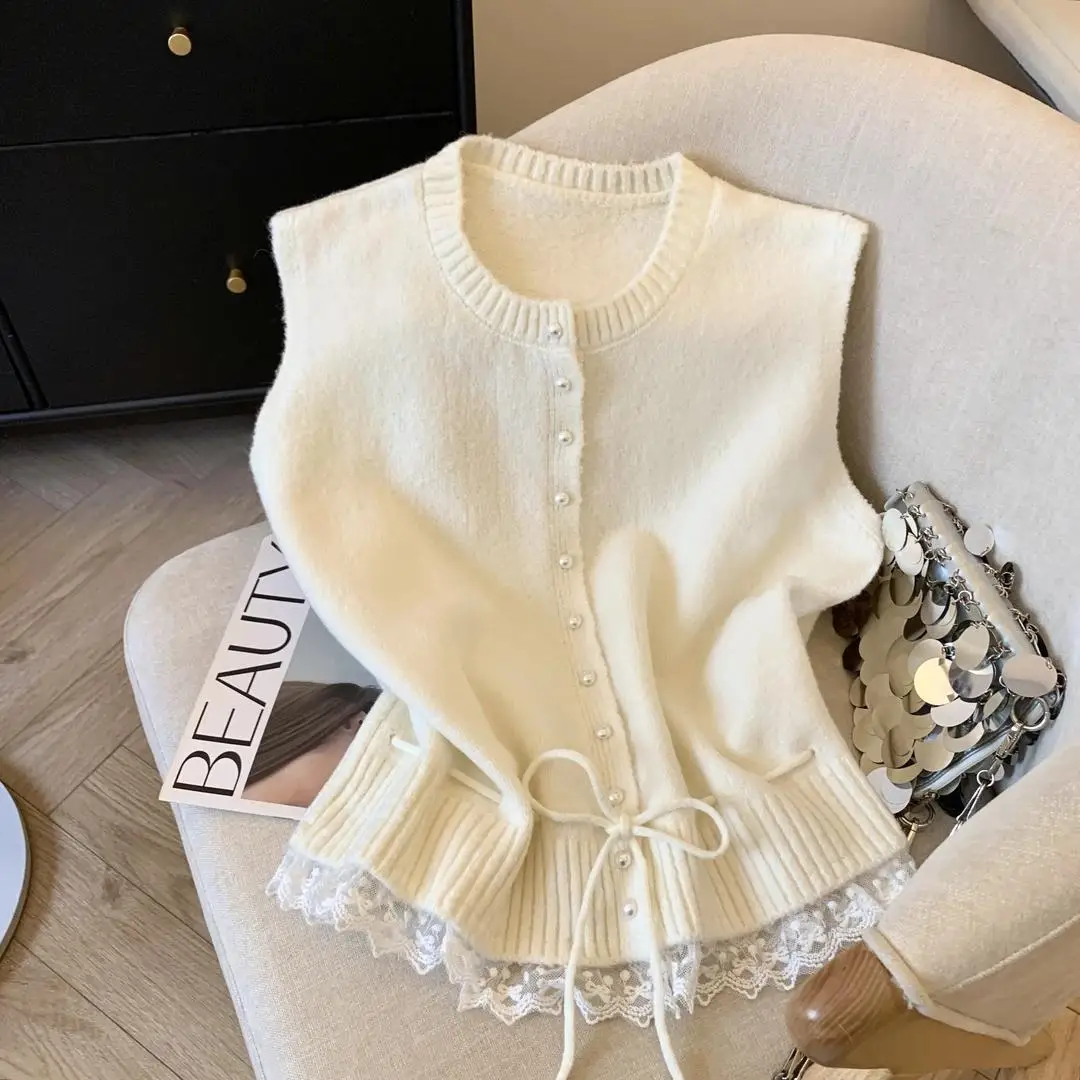 Korean Round Neck Single Breas - Sewing Vest avis et prix