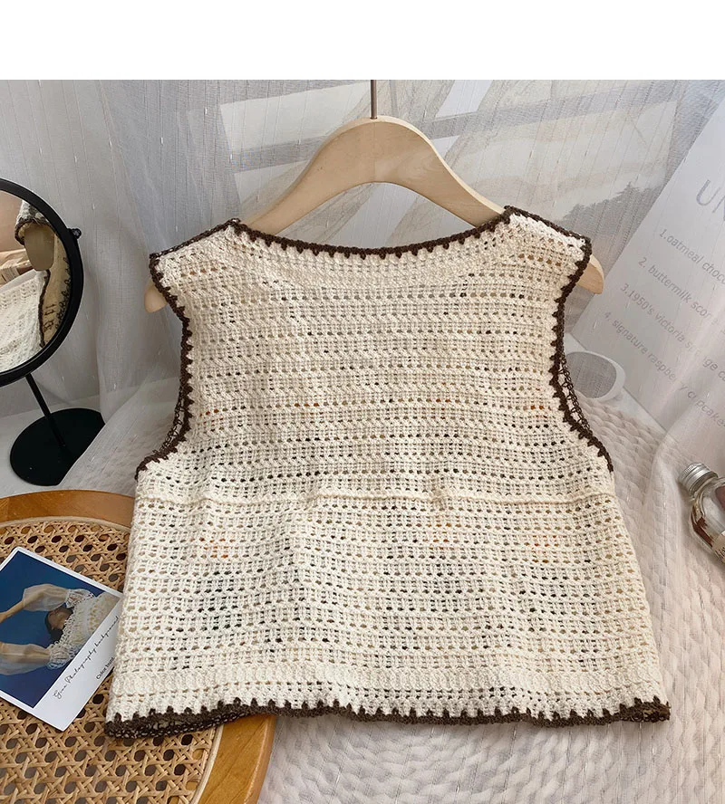 Floral Embroidered Crochet Swe - Sewing Vest avis et prix